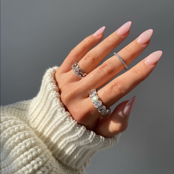 925 STERLING SILVER OVAL CUBIC ZIRCONIUM BAGUET - Picture 1 of 5